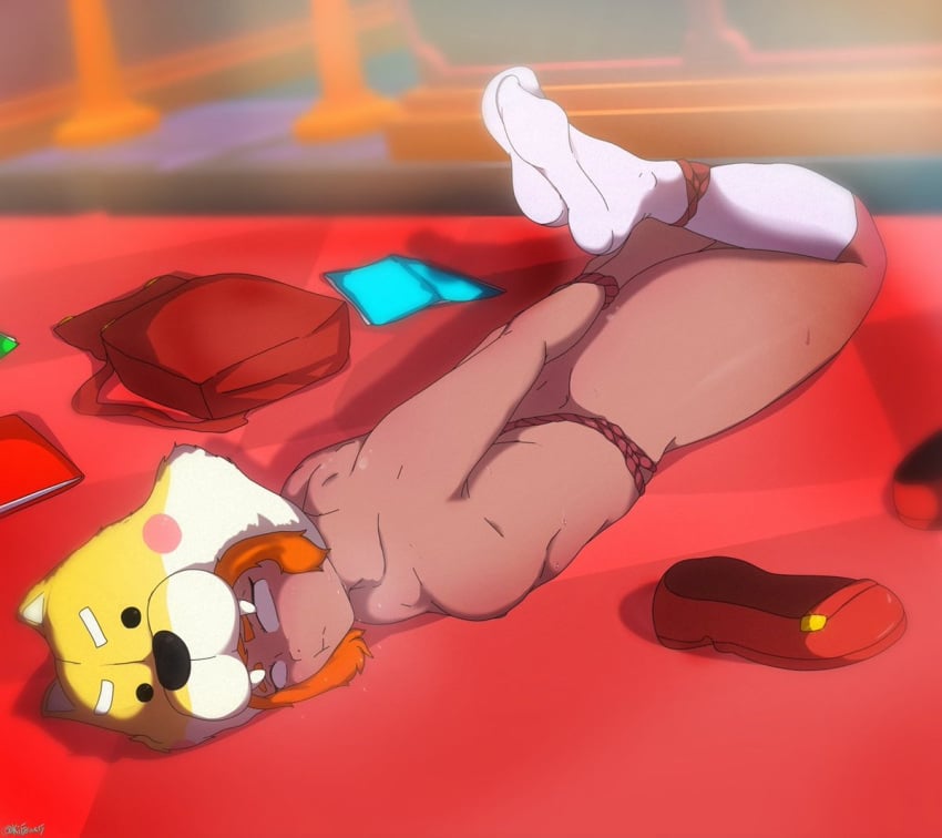 bondage bound brawl_stars captured hogtie kifo nita_(brawl_stars) nude shiba_nita socks tied tied_up