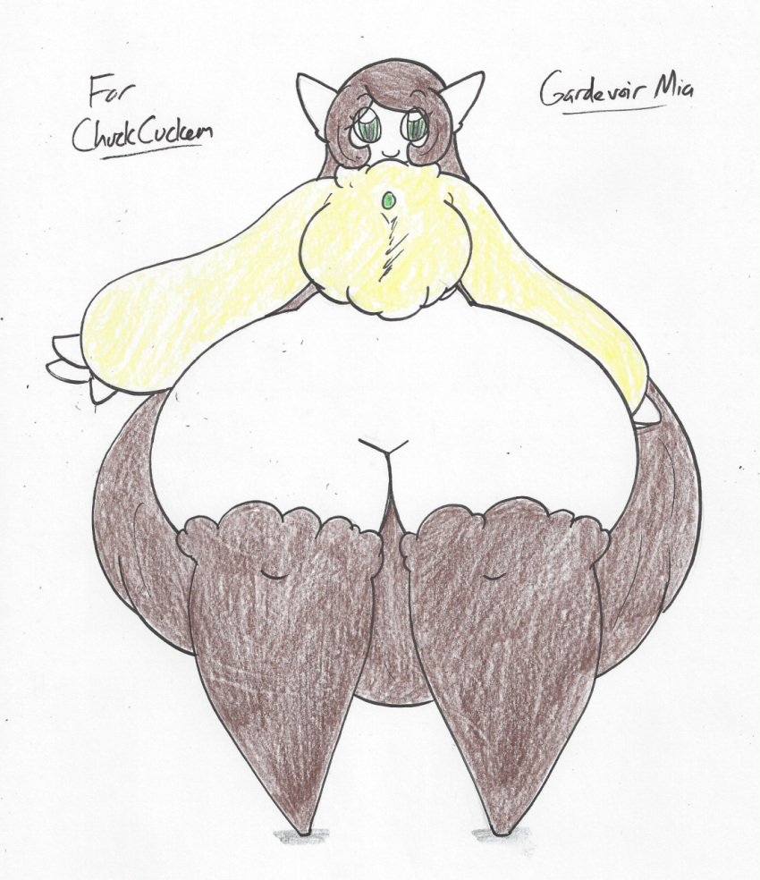 big_ass brown_hair chasey_ultra_beast_goodra gardevoir looking_at_viewer pokemon pokemon_(species) standing strawberry_cream_goodra tagme tagme_(artist) wide_hips wolfespada