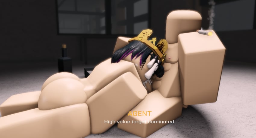 1boy 1girls 3d agent_(decaying_winter) alcohol blowjob bloxmodeller cigarette cum cum_in_mouth cum_on_face decaying_winter dialogue forced lying_on_stomach rape roblox roblox_game robloxian self_upload sledge_queen tagme