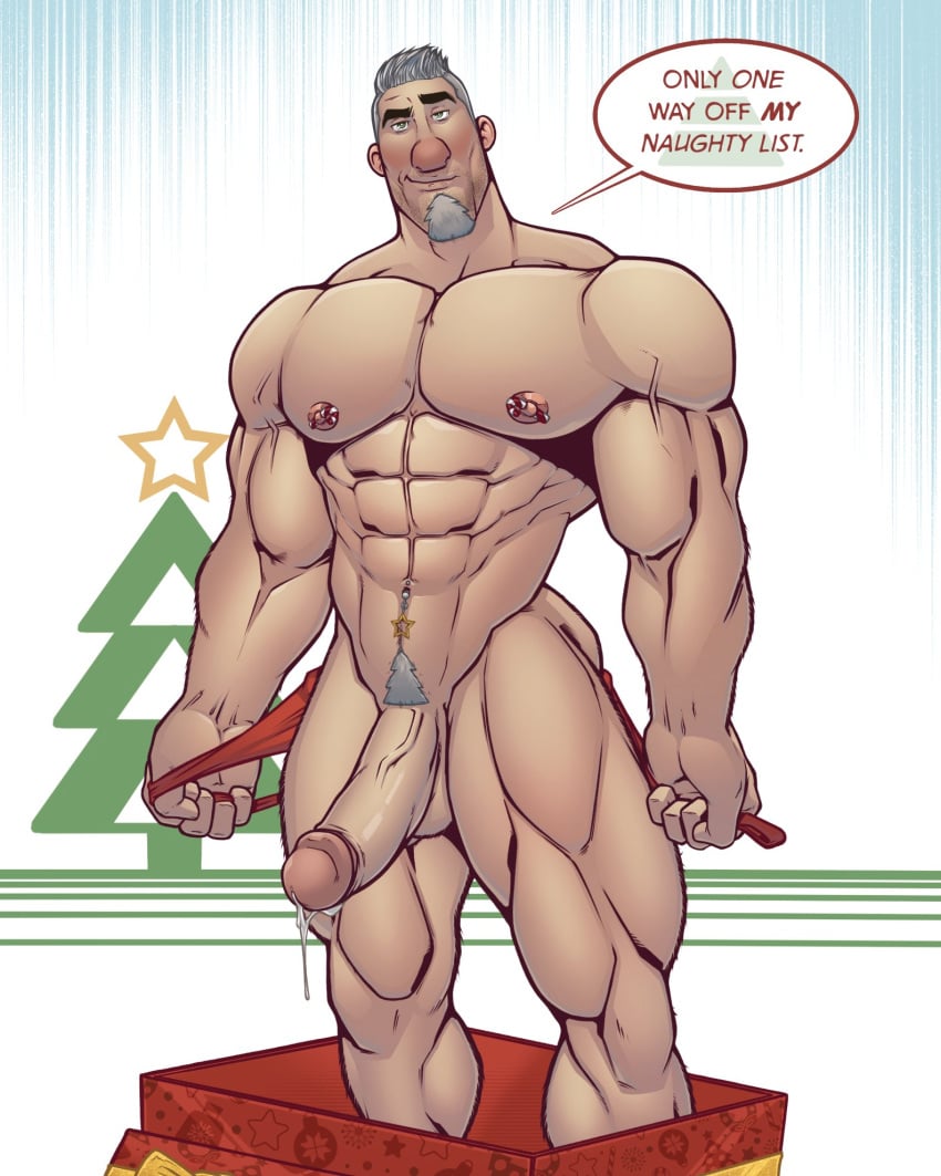 abs arthur_christmas blitzturner bodybuilder boner christmas dialogue erect_penis erection hard_on male male_only muscles muscular muscular_male pecs pierced_nipples precum precum_drip steve_claus thick_thighs veiny_penis