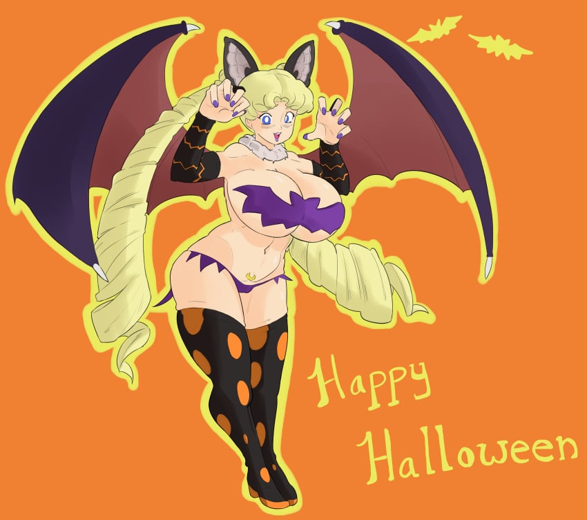 1girls bat_wings big_breasts bishoujo_senshi_sailor_moon female female_only gibberish_(artist) halloween holidays huge_breasts large_breasts light-skinned_female light_skin revealing_clothes solo usagi_tsukino vampire_costume voluptuous wings