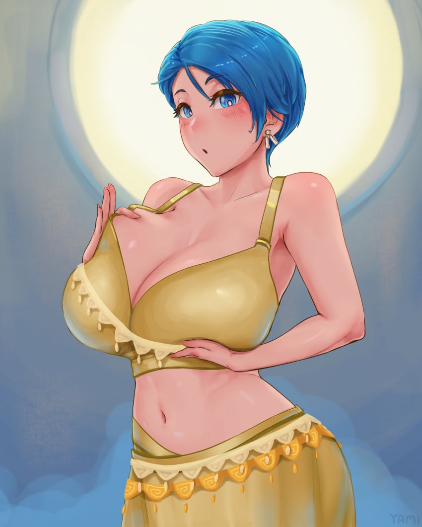 1girls big_breasts blue_eyes blue_hair bra breast_grab breasts bulma_briefs dragon_ball dragon_ball_z huge_breasts short_hair skirt solo solo_female wide_hips yamisouls