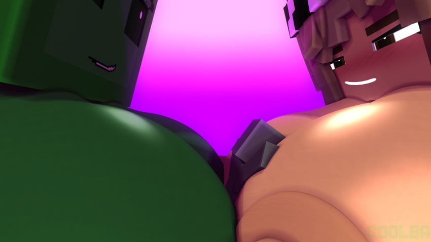 anon between_breasts giantess goolba goolbabe huge_breasts kayla_(minecraft) macro minecraft size_difference