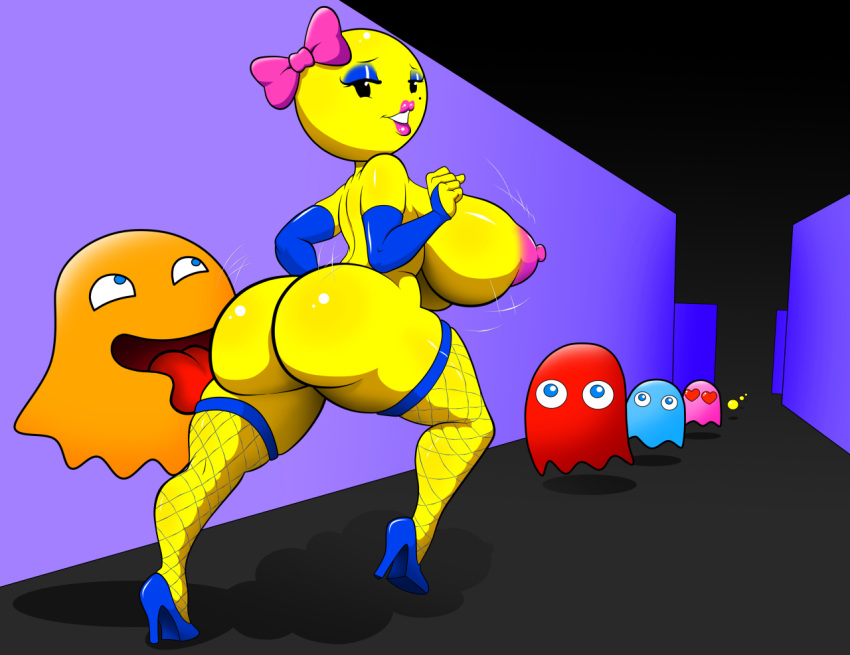 1girls anthro anthrofied ass big_ass big_breasts big_butt big_nipples big_thighs blinky_(pac-man) blue_heels bow bowtie breasts bubble_ass bubble_butt butt clyde_(pac-man) heart_eyes heels huge_ass huge_breasts inky_(pac-man) lipstick ms._pac-man nipples pac-man_(series) pink_nipples pinky_(pac-man) stockings tagme thegeckodemon thegeckoninja thick_thighs thighs tongue tongue_out yellow_skin