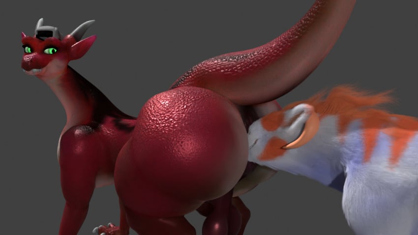 3d_(artwork) anal anus ass balls big_balls big_butt blender_(software) dave_(felkin) deep_rimming digital_media_(artwork) dragon duo felkin feral genitals hyper hyper_anus looking_back male male/male mikeiscool12345 oral rimming sex velocirection velocirection_(character)