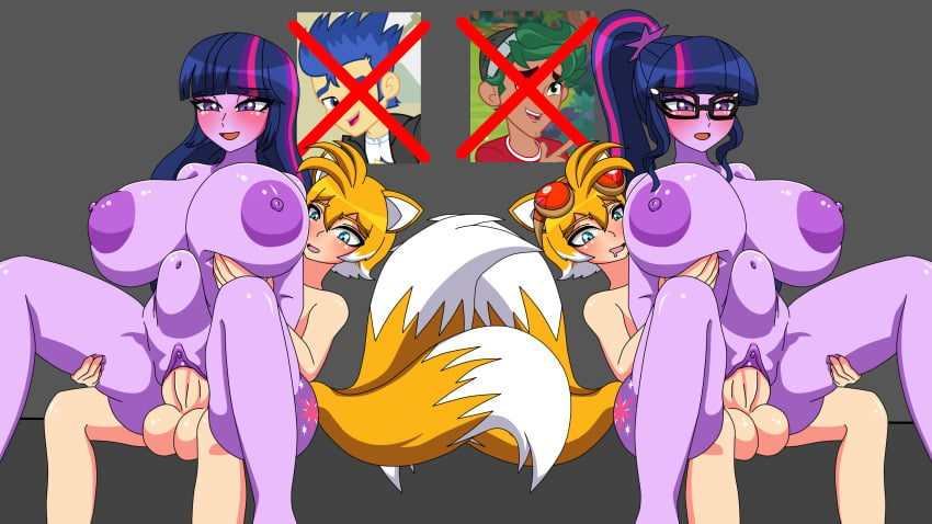 2boys 2girls areolae belly_bulge big_areola big_ass big_breasts big_nipples bigger_female blonde_hair breast_grab breasts cheating crossover cutie_mark equestria_girls female flash_sentry fox_ears fox_tail fox_tails gijinka huge_breasts huge_cock human humanized infidelity large_areolae large_nipples male my_little_pony navel netorare nipples purple_skin sci-twi sega smaller_male sonic_(series) sonic_boom sonic_the_hedgehog_(series) stomach_bulge straight tails tails_the_fox timber_spruce twilight_sparkle_(eg) twilight_sparkle_(mlp) xml_xrossover(artist)