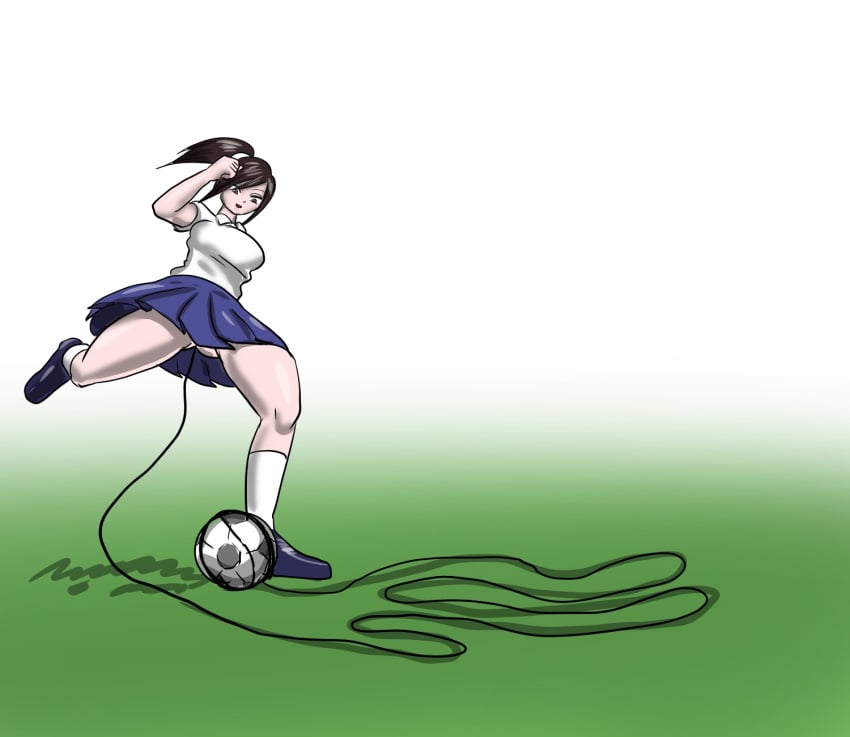 anal anal_beads anal_beads_pull anal_masturbation anal_training brown_hair creative dildo football high_socks huge_anal_beads huge_anus imminent_anal_beads_pull kicking pleasure_face pon_(artist) ponytail school_uniform schoolgirl skirt soccer_ball soccer_player soccer_uniform socks