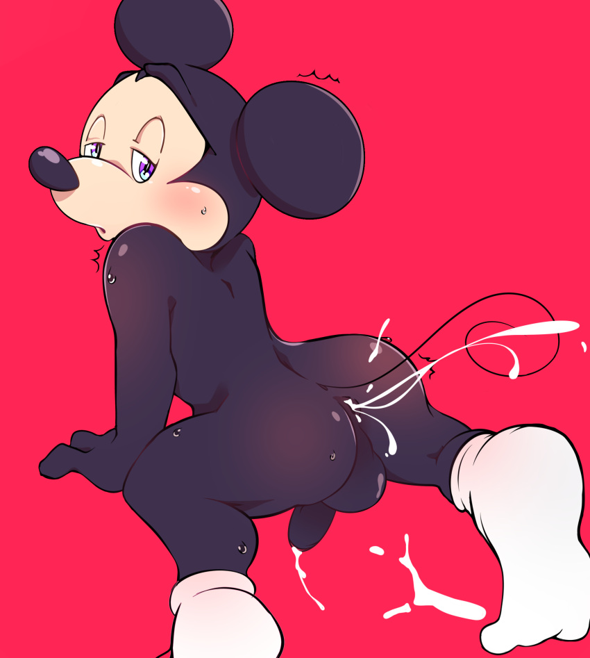 2023 after_sex anus blush bodily_fluids bubblecat clothing cum cum_in_ass cum_inside cumshot digital_media_(artwork) disney erection footwear footwear_only gay genital_fluids genitals hi_res kneeling looking_back male male_only mammal mickey_mouse mostly_nude mouse murid murine nude penis rodent socks socks_only solo sweat tagme tail yaoi