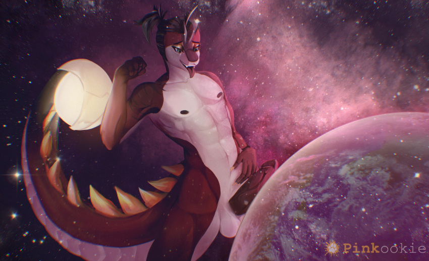 absurd_res anthro cosmic_background dragon earth frottage galaxy hi_res macro male micro moon muscular pinkookie planet sex solo