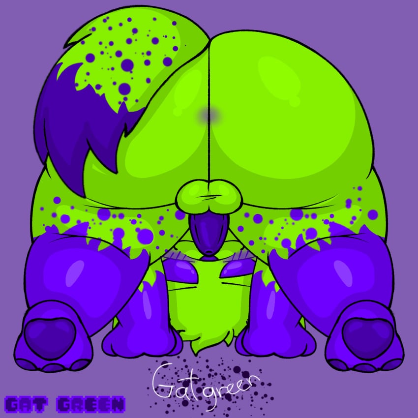 adorable anal anus big_ass big_butt cock cute doggy_style femboy furry furry_ass furry_male furry_only furry_tail gat_green gat_green(gat_green) gay genitals green_balls green_skin horny looking_at_viewer losdelgas oc original_character penis provocative purple_eyes purple_penis self_upload solo tail