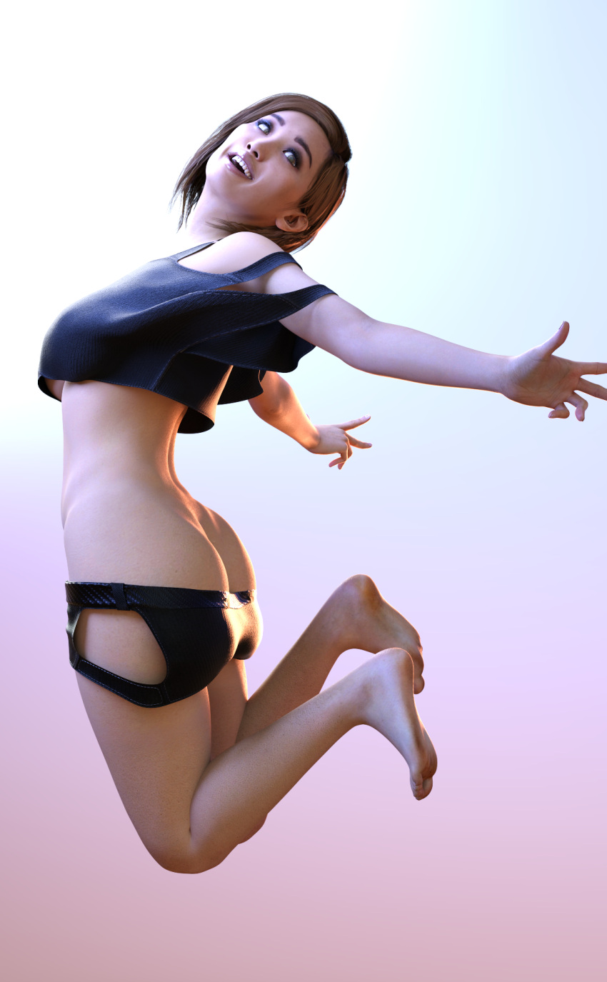 3d asian asian_female athletic athletic_female big_breasts black_hair breasts brenda_song busty female female_focus female_only hourglass_figure kaitlyn_ka makeup pinup pinup_pose short_hair solo tagme the_quarry vtemp wide_hips