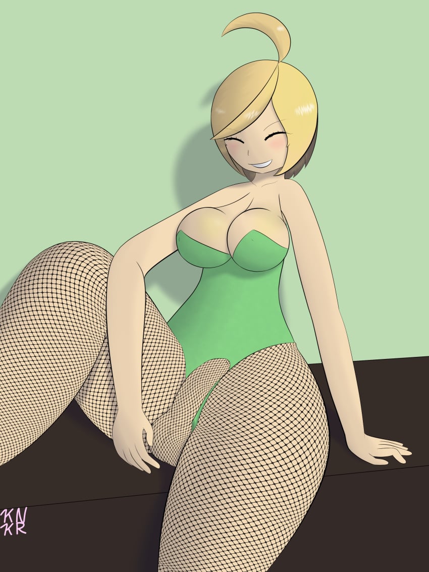 1futa ashley_helianthea balls big_breasts big_penis blonde_hair blush breasts clothed clothing dickgirl fishnets futa_only futanari grin human intersex kinkaru light-skinned_futanari light_skin mostly_clothed original penis short_hair sitting solo thick_thighs wide_hips