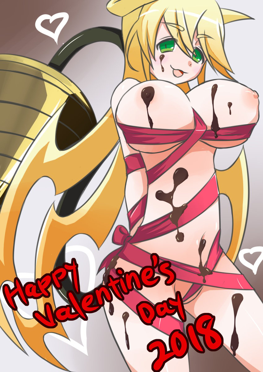 2018 breasts chocolate_on_breasts completely_nude completely_nude_female gosai_kaen large_breasts lisa_(twathk) nippon_ichi_software ribbon ribbon_bondage the_witch_and_the_hundred_knight the_witch_and_the_hundred_knight_2 tied_up valentine's_day valentine's_day_2018