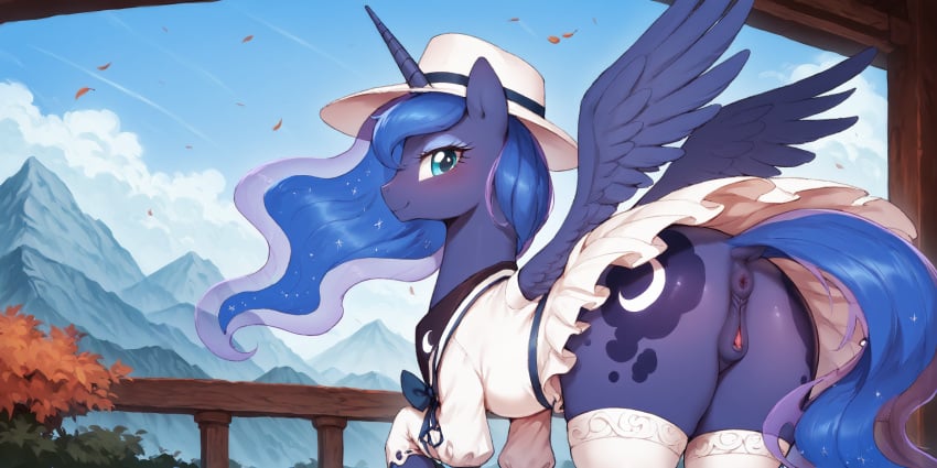 ai_generated alicorn animal_genitalia animal_pussy anus ass blue_eyes cutie_mark dock equid equine equine_genitalia equine_pussy female female_only feral feral_only friendship_is_magic hasbro horn horse long_hair my_little_pony pony princess_luna_(mlp) pussy quadruped tail