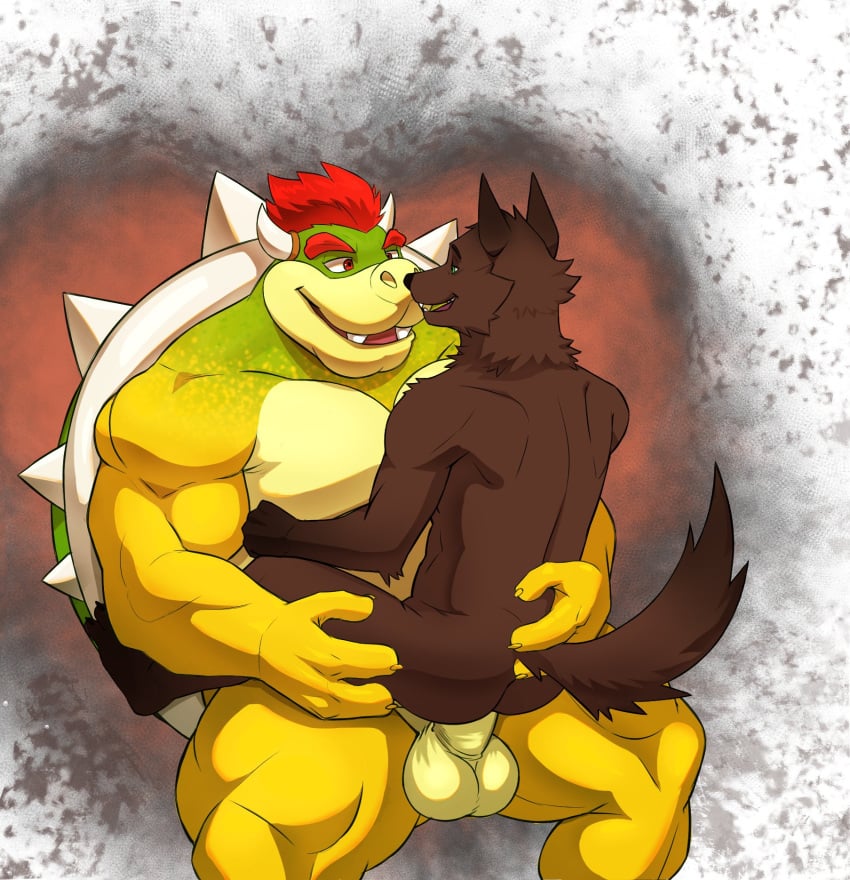 2boys anal anal_sex anthro anthro_on_anthro anthro_penetrated anthro_penetrating_anthro balls bowser brown_fur canid canine duo fur furry furry_only gay gay_sex horns interspecies koopa larger_male looking_at_another male male/male male_only mammal mario_(series) muscular muscular_anthro muscular_male nintendo open_mouth penis penis_in_anus reptile scalie sex seyrmo shell sitting size_difference smaller_male spiked_shell super_mario_bros. tail wolf