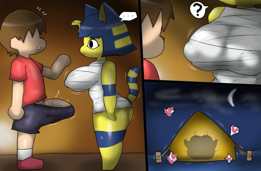 1boy 1girls animal_crossing ankha ankha_(animal_crossing) anthro anthro_female big_boobs big_breasts big_cock big_penis boobs breasts clothed clothed_female clothed_male cock enigi09 erect_penis erection erection_under_clothes furry furry_female horny horny_female horny_male human human_male human_on_feral light-skinned_male light_skin outside outside_sex penis sex video_game_character villager_(animal_crossing)