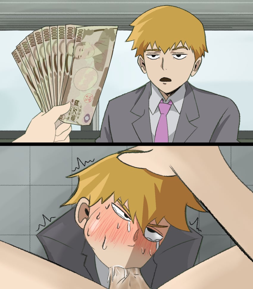 arataka_reigen aratakass100 blowjob blowjob_face blowjob_pov fellatio gay holding_head looking_at_viewer looking_up male_only mob_psycho_100 money on_knees oral oral_sex paid_sex point_of_view pov prostitution reigen_arataka sweating sweaty tears veiny_penis viewer_perspective