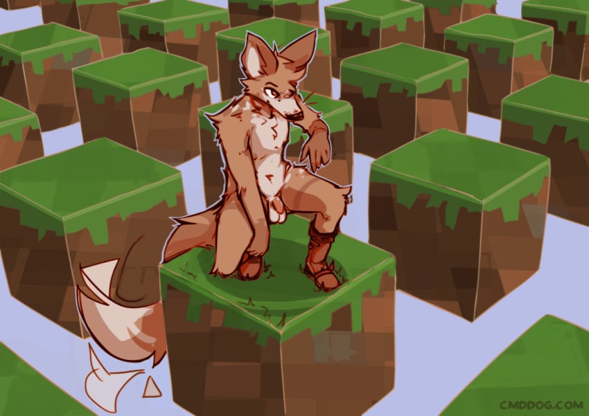 2024 anthro balls biped boots boots_only brown_body brown_fur canid canine canis cantio_(lawyerdog) clothing coyote crouching digital_media_(artwork) dirt_block flaccid footwear footwear_only fur genitals humanoid_genitalia humanoid_penis lawyerdog male male_anthro mammal microsoft minecraft minecraft_block mojang mostly_nude multicolored_body multicolored_fur parkour_civilization penis shoes solo tan_body tan_fur white_body white_fur xbox_game_studios