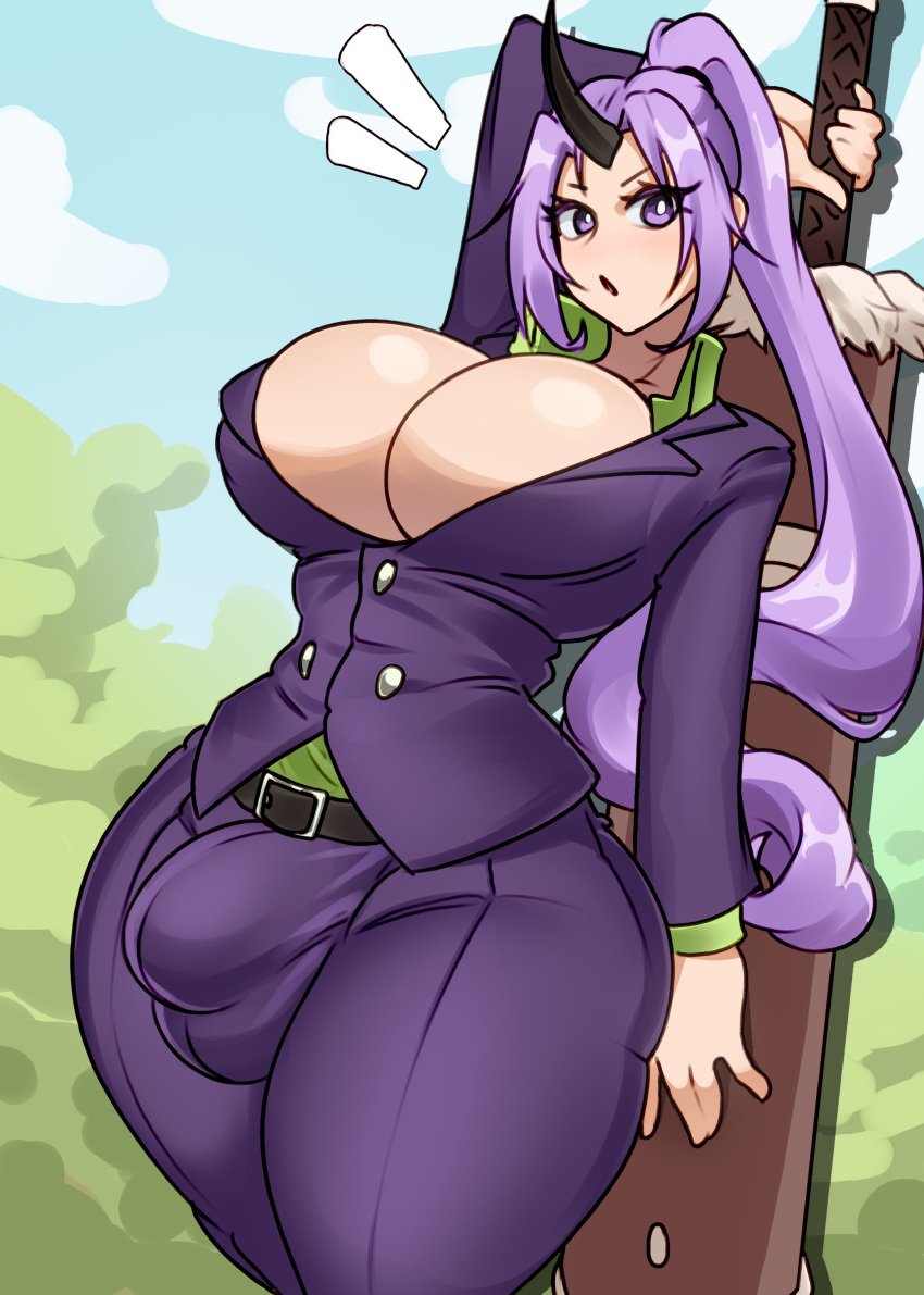 1futa balls big_breasts breasts bulge clothed clothing flaccid fully_clothed futa_only futanari huge_breasts humanoid light-skinned_futanari light_skin penis shion_(tensei_shitara_slime_datta_ken) solo standing sunk118 tensei_shitara_slime_datta_ken thick_thighs wide_hips