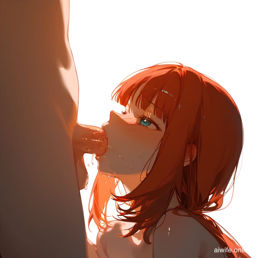 1boy ahoge ai_generated bare_shoulders bell cum erection fellatio female from_side genshin_impact licking_penis long_hair nilou_(genshin_impact) nude oral penis saliva simple_background solo_focus straight tongue upper_bodylicking