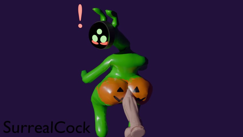 ! 1boy alien alien_boy alien_humanoid amateur_artist ambiguous_gender ass ass_focus ass_paint ass_tattoo big_ass big_dick blush disembodied_penis femboy halloween kun_(surrealcock) large_penis male rape surprised surprised_expression surrealcock