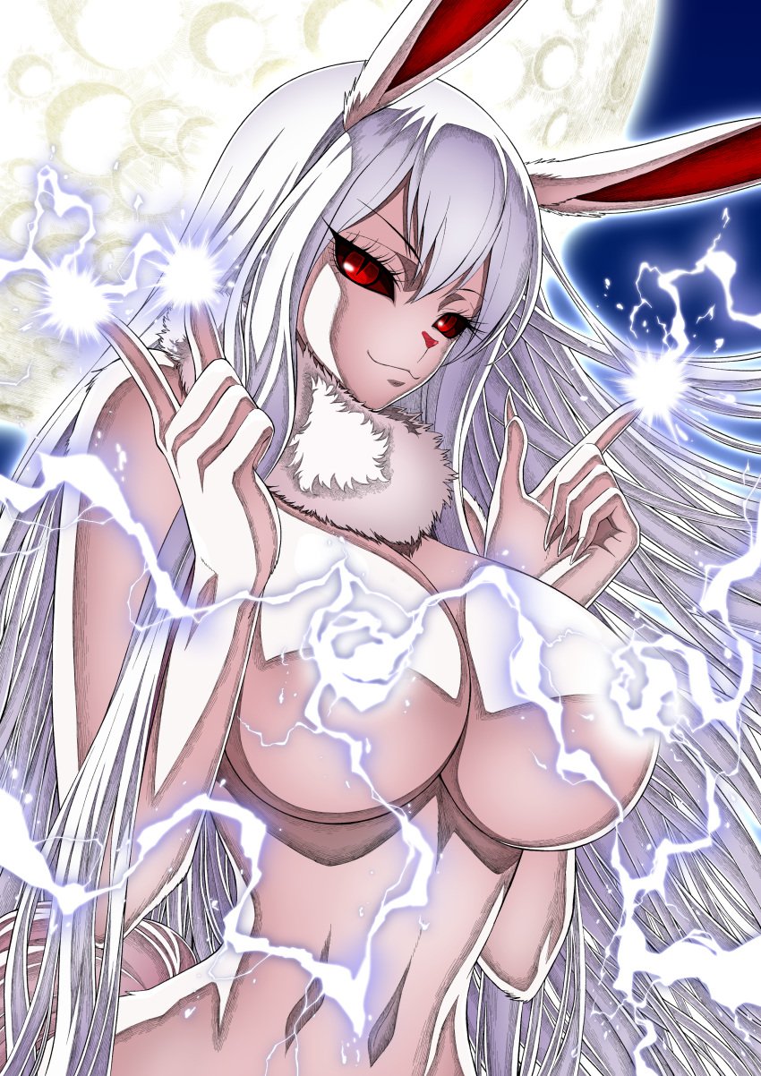 1girls animal_humanoid big_breasts bunny_ears bunny_girl bunny_tail carrot_(one_piece) electricity electro female female_only long_hair looking_at_viewer minkmen_(one_piece) moon moonlight nel-zel_formula one_piece rabbit_ears rabbit_girl rabbit_humanoid red_eyes silver_hair smile smiling sulong sulong_carrot teen teenage_girl teenager white_body white_hair