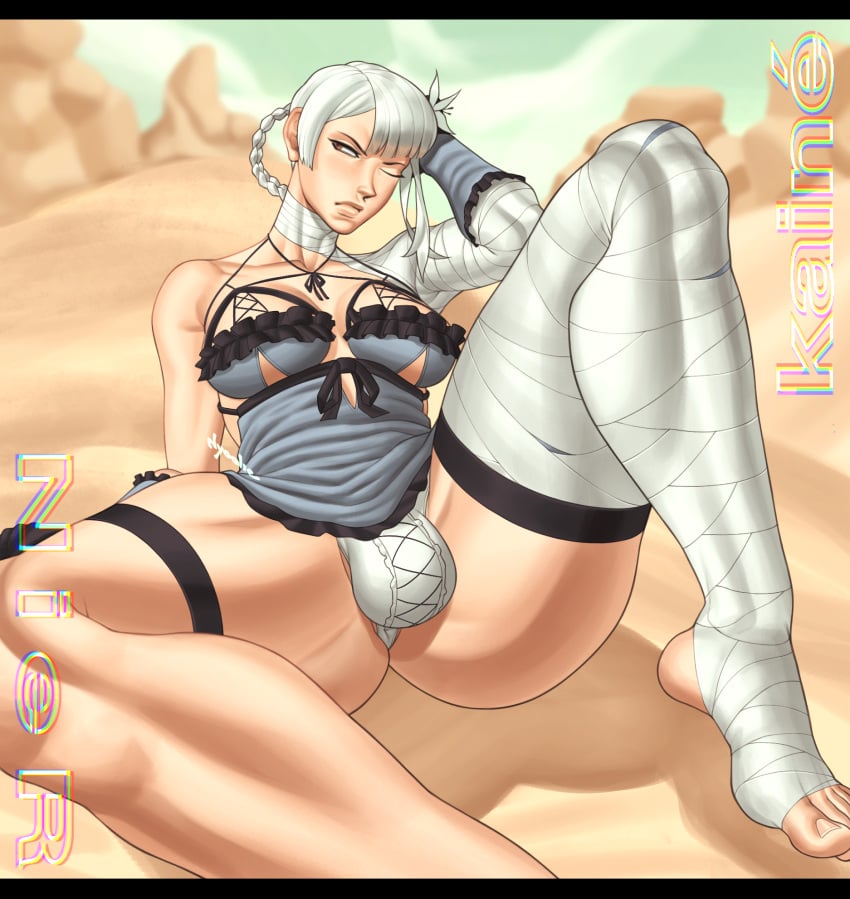 1futa 2022 2d 2d_(artwork) 5_toes barefoot barely_clothed big_ass big_balls big_breasts big_bulge big_butt breasts bulge bulge_through_clothing clothed clothing commission feet flaccid foot_fetish foot_focus full-package_futanari futa_only futadom futanari hand_on_head human kaine_(nier) leg_strap light-skinned_futanari light_skin looking_away mostly_clothed muscular muscular_futanari muscular_legs muscular_thighs nier nier:_automata nier_(series) nier_replicant nyoolie penis penis_under_clothes sitting solo solo_futa straps thick_thighs thighhighs toe_curl toes white_hair