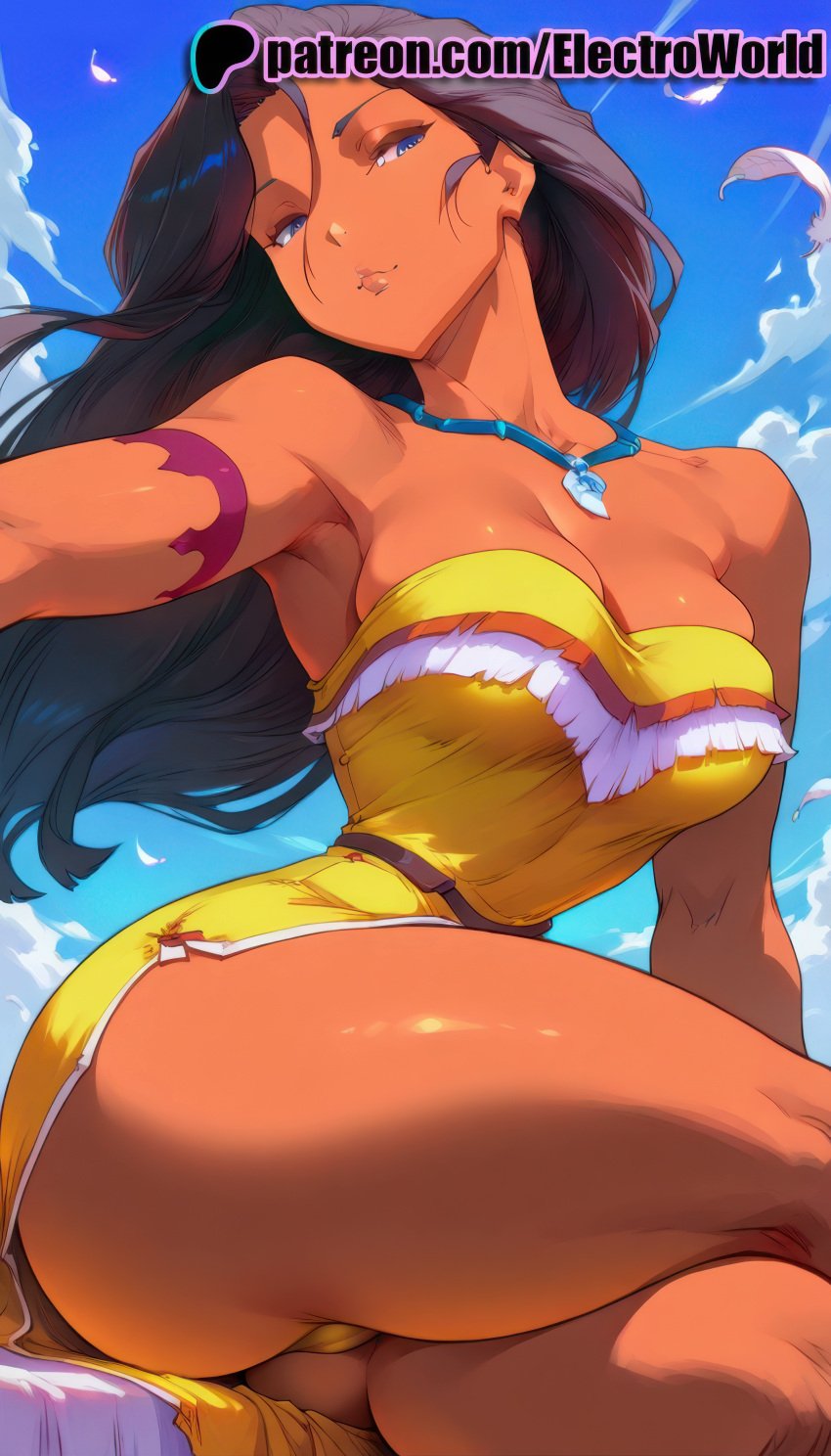 1female 1girls ai_generated ass ass_focus back blush breasts camel_toe cameltoe curvaceous curvaceous_body curvaceous_female curvaceous_figure dark-skinned_female dark_skin disney electroworld female female female_focus female_only highres inviting_to_sex looking_back panties pleasure_face pleasured_female pocahontas pocahontas_(character) pov seductive seductive_female seductive_look seductive_pose shiny_skin sitting solo solo_female solo_focus sweat sweatdrop sweaty_body trembling trembling_for_pleasure uncensored voluptuous voluptuous_female wet