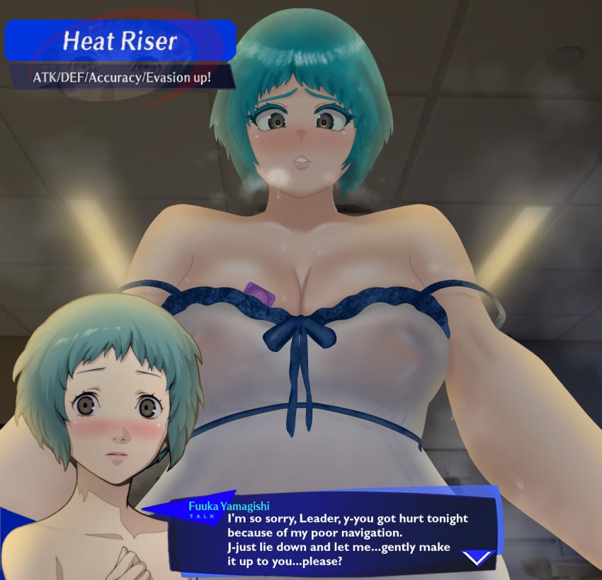 aqua_hair backlighting bare_shoulders blush character_name character_portrait chat_box concerned condom condom_accessories condom_in_clothes condom_wrapper covered_erect_nipples cowgirl_position cowgirl_position dialog dialogue dialogue_box eddarxart english english_text facing_viewer from_below furrowed_brow furrowed_eyebrows fuuka_yamagishi gameplay_mechanics green_hair grey_eyes heavy_breathing horny horny_female hospital hospital_bed hospital_room imminent_kiss imminent_sex inviting inviting_to_sex large_breasts lingerie lingerie_only looking_at_viewer looking_down looking_down_at_viewer low-angle_view nightpower-up offering offering_sex offering_to_viewer parted_lips persona persona_3 persona_3_reload portrait pov pov_eye_contact reaching_out reaching_towards_viewer ribbon see-through see-through_clothing short_hair shy speech_bubble straddle straddling strap_slip sweat sweating sweaty_breasts talking text translated very_short_hair white_lingerie worried worried_expression worried_face worried_look yamagishi_fuuka