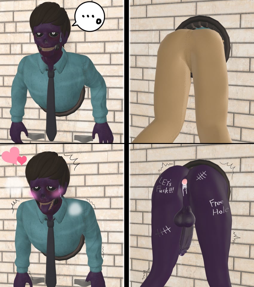 3d ahe_gao anal ass ass body_paint cock cum cum_in_anus cum_in_ass cuming five_nights_at_freddy's freddy_fazbear's_pizzeria_simulator gay human male male_ahegao male_only michael_afton open_anus porn purple_body purple_skin source_filmmaker through_wall wall yuuki_momofox