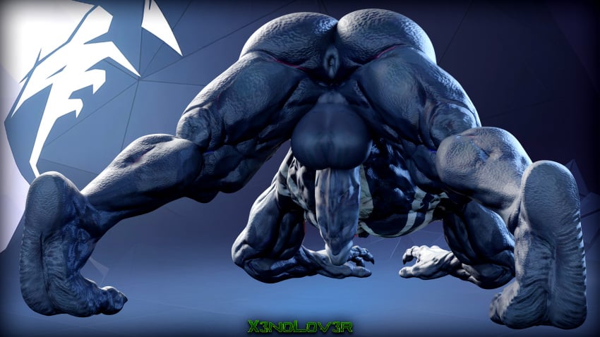 16:9 3d_(artwork) 4k absurd_res alien alien_humanoid all_fours anus ass ass_up balls big_balls big_butt big_muscles big_penis black_body blender_(artwork) digital_media_(artwork) emblem erection genitals hi_res humanoid humanoid_genitalia humanoid_penis jack-o'_pose male male_only marvel marvel_rivals muscular not_furry nude penis pose rear_view solo symbiote thekidxeno venom_(marvel) venom_(marvel_rivals) widescreen