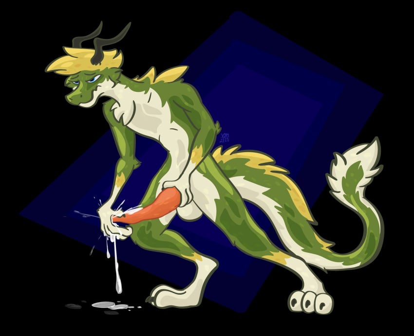 absurd_res anthro arm_tuft balls bent_legs blue_eyes bodily_fluids chest_tuft claws cum cum_drip cum_dripping_from_penis cum_on_ground cum_on_hand cum_on_self cum_splatter cum_spurt digital_drawing_(artwork) digital_media_(artwork) digitigrade dragon dripping ejaculation elbow_tuft fluffy fluffy_tail fur fur_tuft furred_dragon furred_scalie genital_fluids genitals hand_on_penis hi_res holding_penis horn hunched_over leaning leaning_forward looking_pleasured male markings masturbation mythological_creature mythological_scalie mythology narrowed_eyes nude nude_anthro nude_male penis scalie simple_background slim solo squint standing tail tuft vike_mike yellow_markings