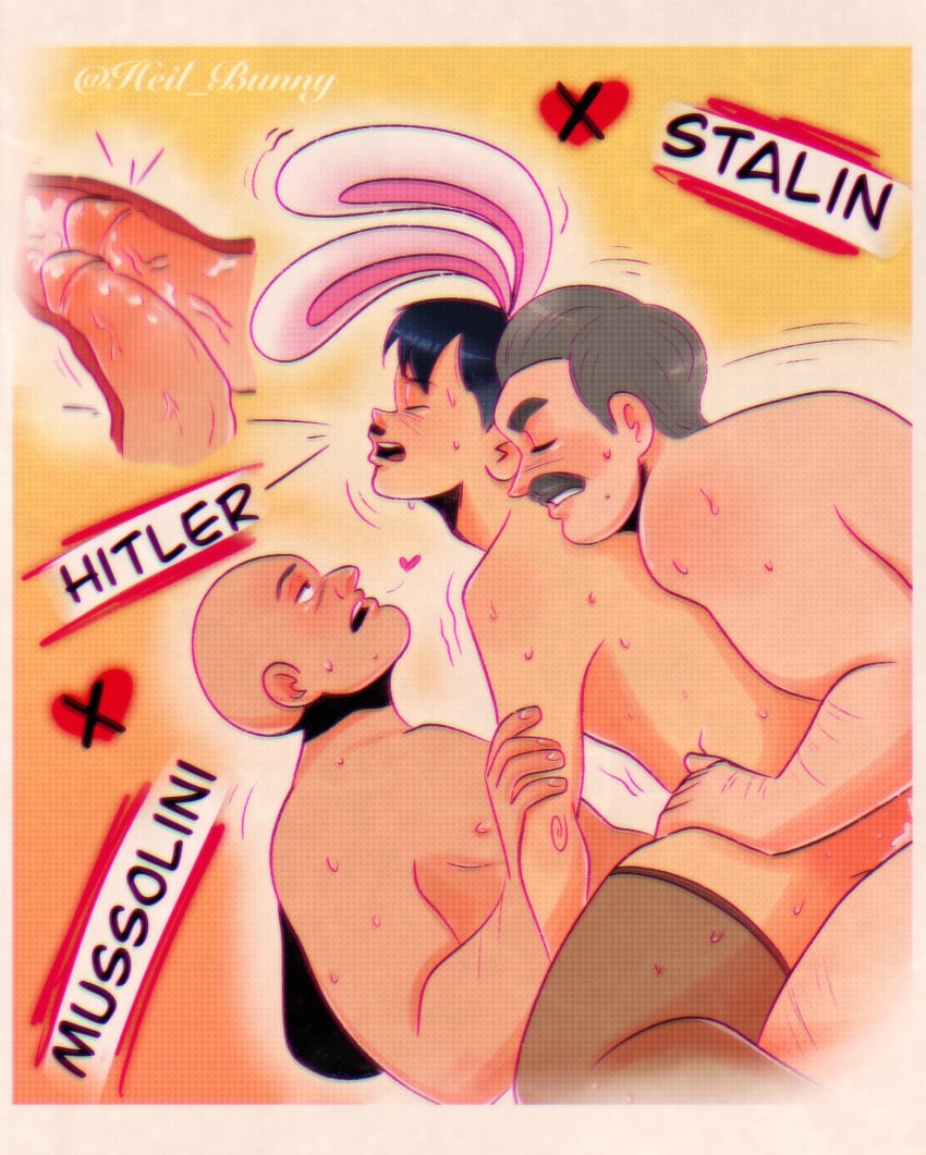 3boys adolf_hitler anal benito_mussolini double_penetration gay heil_bunny history joseph_stalin male male/male male_only penis sex tagme yaoi