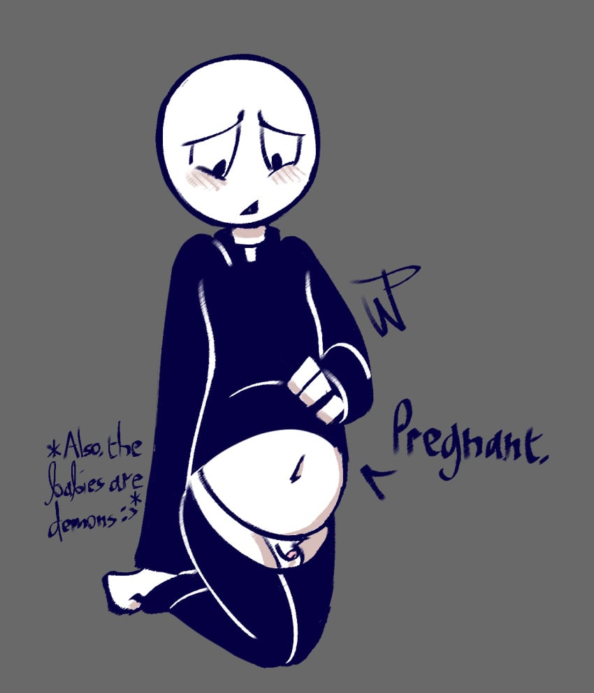 1boy clothed clothing grey_background greyscale kappi0 loaltoff male male_only micropenis mpreg penis pregnant priest simple_background solo tagme text watermark