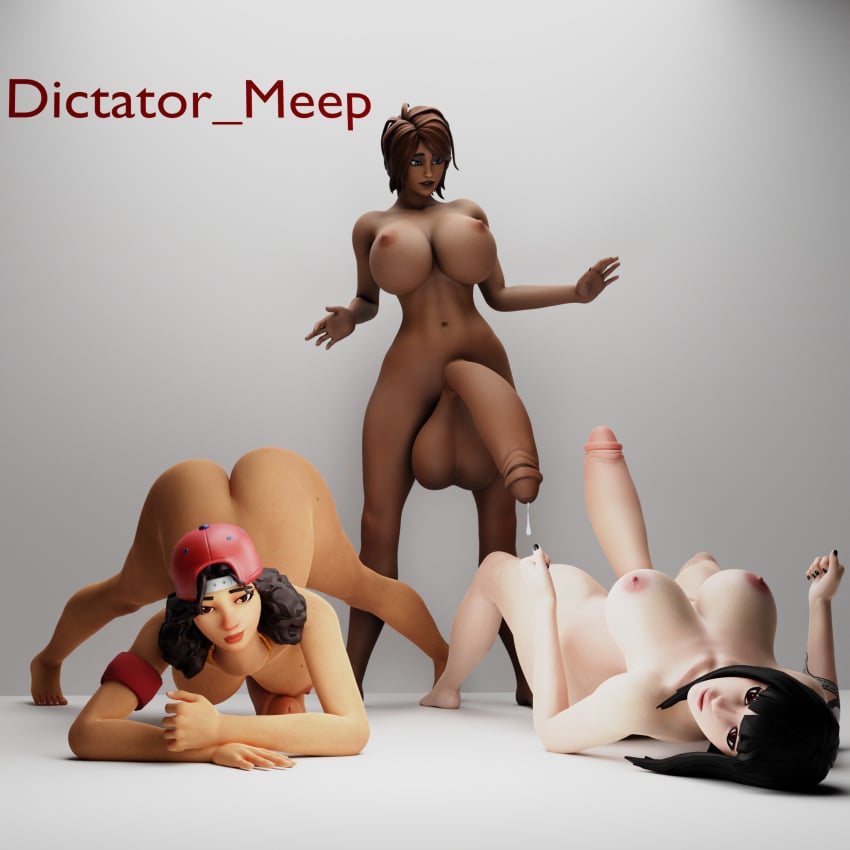 3d 3futas ass big_ass big_balls big_breasts big_penis breasts charlotte_(fortnite) cum dictator_meep fortnite futa_only futanari nipples penis self_upload testicles tntina triple_threat