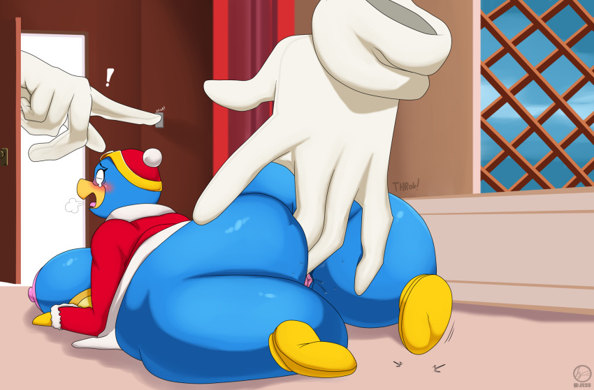 ! anal_fingering big_breasts bird blushing caught crazy_hand fingering hyper jessesmash32 king_dedede kirby_(series) master_hand nintendo onomatopoeia overweight penguin rape rule_63 super_smash_bros. wide_hips