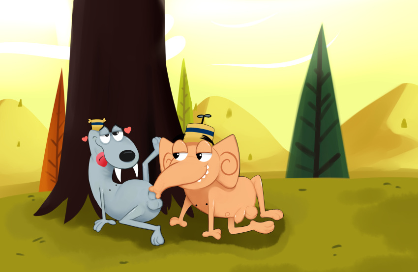 camp_lazlo cartoon_network clothing duo elephant elephantid foxretro genitals harold_(camp_lazlo) hat headgear headwear heart hi_res male male/male mammal marine nude outside outside_sex penis pinniped plant proboscidean proboscis_(anatomy) raj_(camp_lazlo) sex tongue tongue_out tree trunk_(anatomy) trunk_play trunk_sex trunkjob walrus young