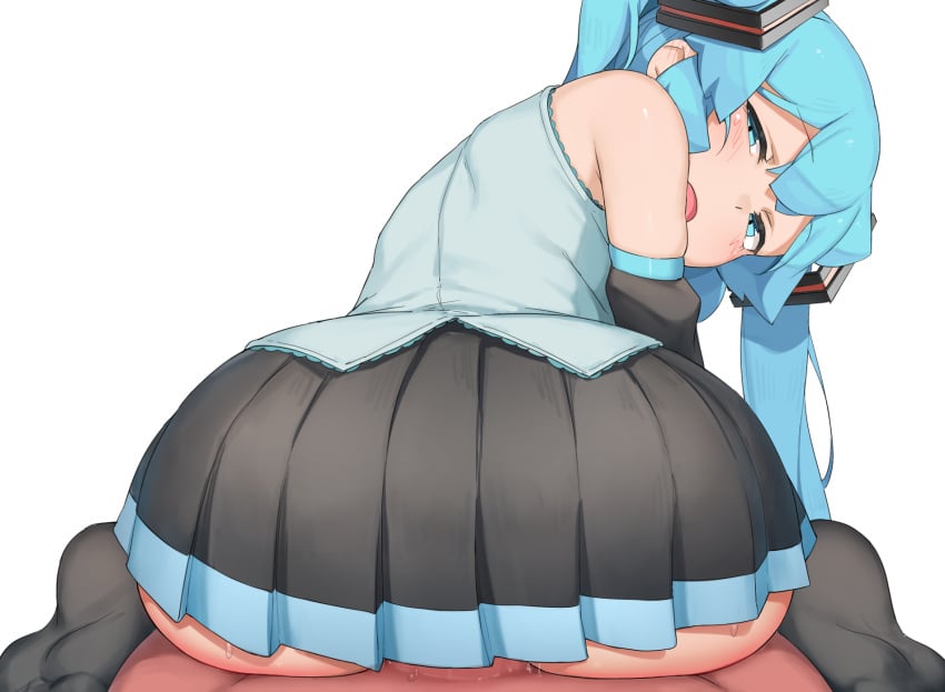 1boy 1boy1girl 1girls abmayo anal anal_juice anal_penetration anal_sex aqua_eyes aqua_hair ass ass_focus bangs bare_shoulders black_skirt black_thighhighs blue_eyes blue_hair blush color colored detached_sleeves duo faceless_male female female_focus female_on_top from_behind grey_shirt hair_ornament happy_sex hatsune_miku highres horny horny_female human long_hair looking_at_viewer looking_back male male_pov no_panties no_shoes open_mouth penetration penis pleated_skirt pov presenting_hindquarters reverse_cowgirl_position riding riding_penis sex shiny shiny_hair shirt simple_background skindentation skirt straight sweat thighhighs twintails two-tone_skirt very_long_hair viewed_from_behind vocaloid white_background