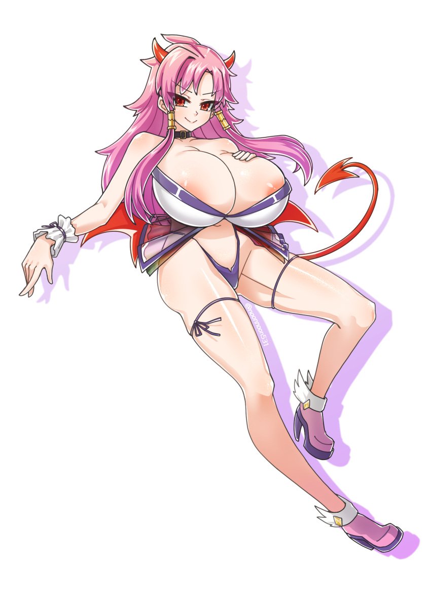 artina breasts demon demon_girl demon_horns demon_tail disgaea disgaea_4 huge_breasts large_breasts nipples nippon_ichi_software noonnoon531 skimpy_clothes thighs