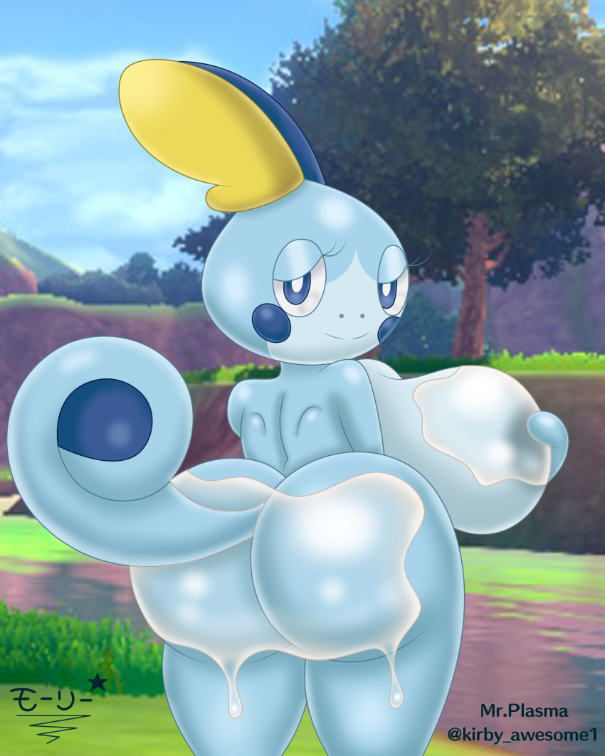 ass ass big_ass big_breasts big_butt blue_body blue_eyes blue_skin breast_grab breasts cum cum_in_ass cum_on_breasts cum_on_butt cute cute_face eyelashes female female_only huge_ass huge_breasts huge_butt mr._plasma naked nintendo nude nude_female pokémon_(species) pokemon sobble solo solo_female superstarplasma tail