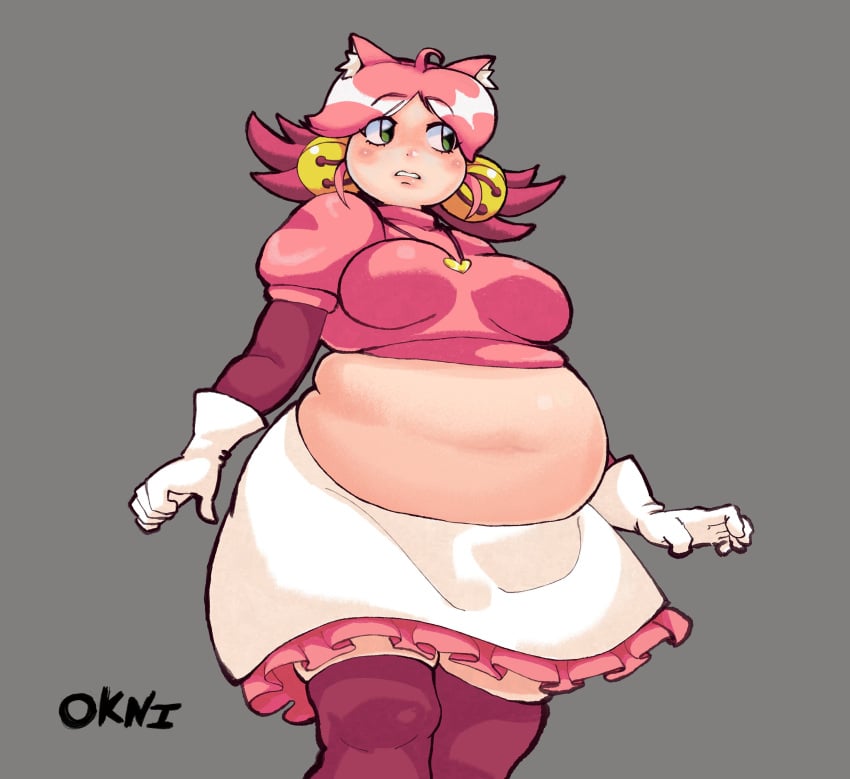 1girls bbw big_belly big_breasts cat_ears cat_tail catgirl cheeks chubby clothed deltarune deltarune_chapter_5 mad_mew_mew pink_(deltarune) trans_woman transfem undertale