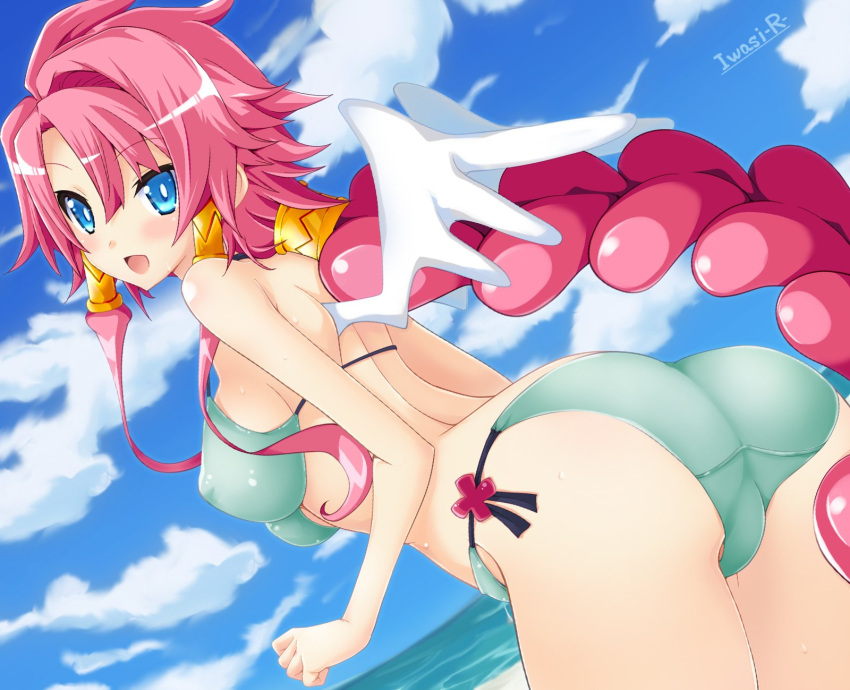 angel angel_wings artina ass behind_view bikini bikini_bottom bikini_top breasts disgaea disgaea_4 iwasi_r large_breasts nipple_bulge nippon_ichi_software