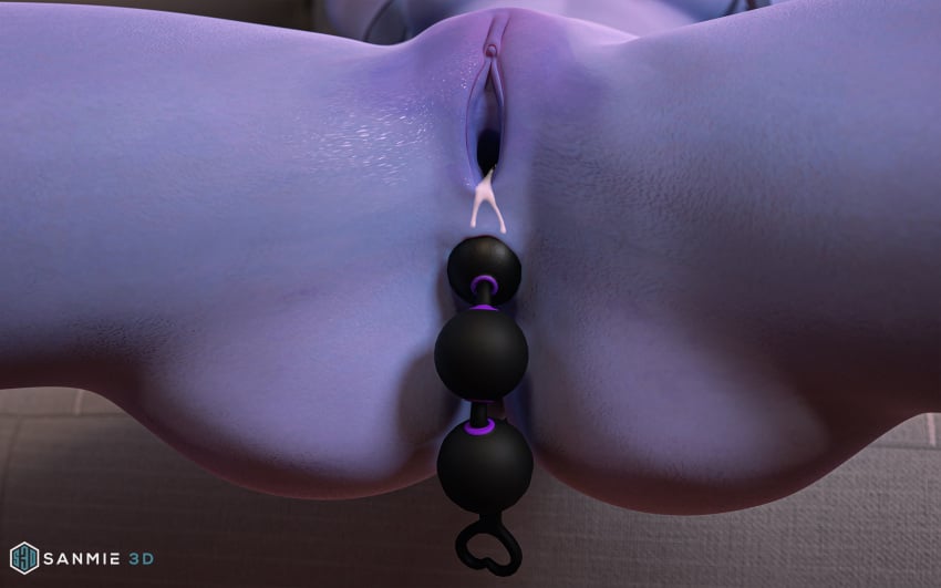 3d 3d_(artwork) anal_beads blender commission heels mercy overwatch sanmie3d sex_toy skirt tagme wet_pussy widowmaker yuri