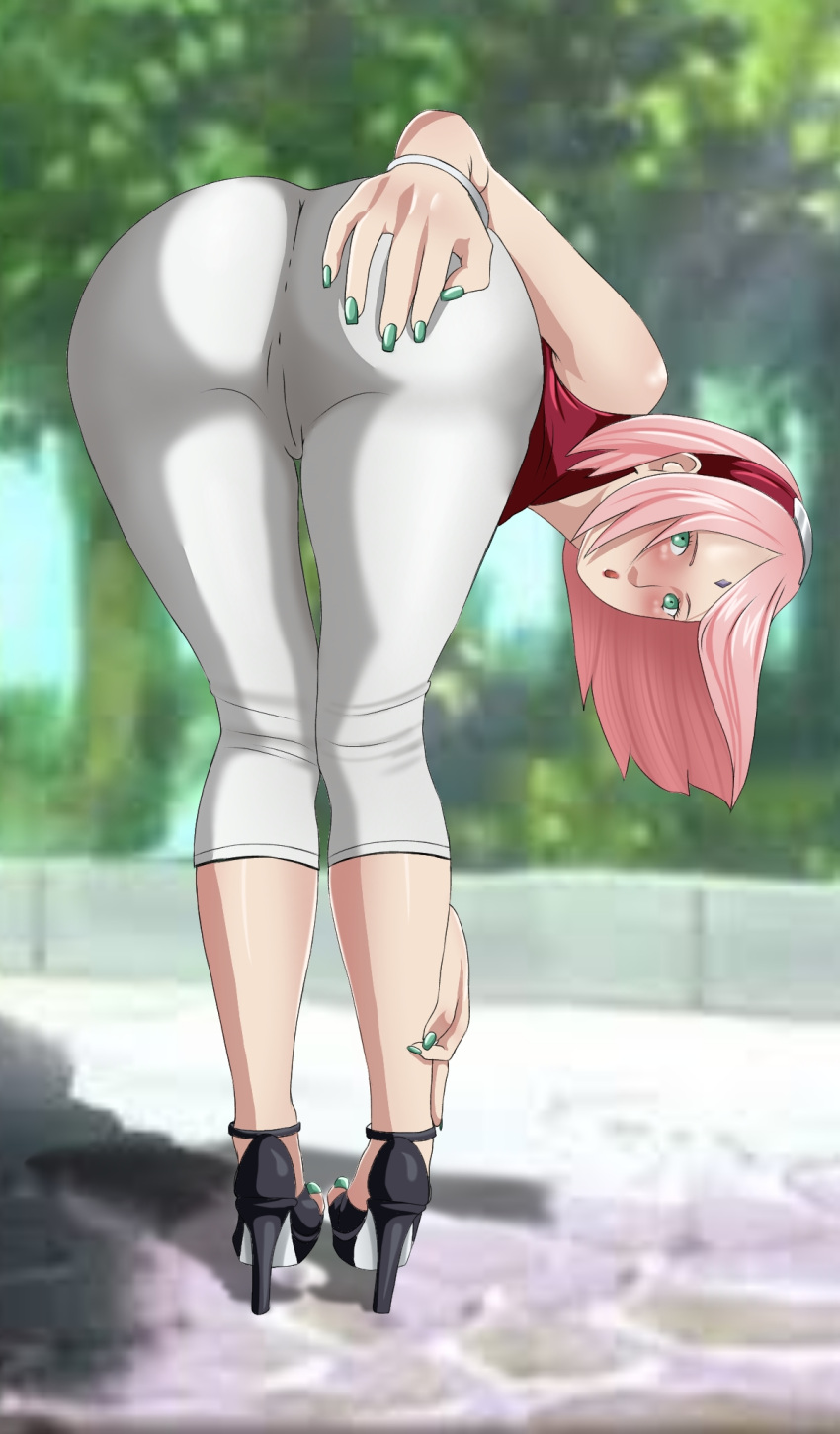 1girls 2022 2d :o adult_female armwear ass ass_focus back_view bare_arms bare_calves bare_shoulders bent_over big_ass black_high_heels blush body_blush boruto:_naruto_next_generations bottom_heavy bracelet bubble_ass bubble_butt cameltoe clothed clothed_female clothing danieledevane dat_ass dress embarrassed fat_ass feet female female_only fingernail_polish fingernails forehead_jewel from_behind full_body fully_clothed green_eyes green_nail_polish hair_ornament hairband hand_on_ass hand_on_own_ass heels high_heels high_resolution huge_ass human human_female human_only legs_together light-skinned_female light_skin long_hair looking_at_viewer looking_back married_woman mature mature_female mature_woman milf nail_polish naked_footwear naruto naruto_(series) no_sex nose_blush open_mouth open_toe_shoes outdoors outside paag pants pink_hair pinup presenting presenting_ass presenting_hindquarters realistic_proportions rear_view red_dress red_hairband sakura_haruno short_hair solo solo_female solo_focus standing tight_bottomwear tight_clothing tight_pants toenail_polish toenails toes white_pants