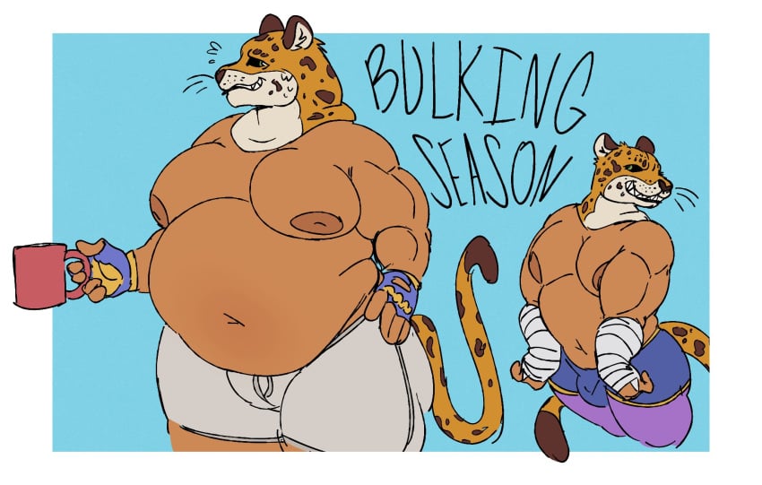 anthro anthro_only belly big_belly big_breasts bulge bulge_through_clothing furry furry_only kafrizzzle no_humans sequence tiger