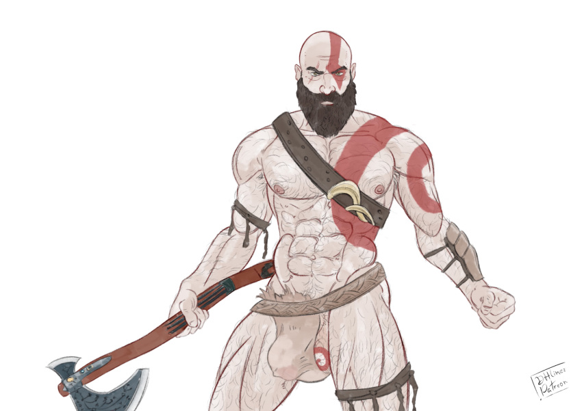 bara beard body_markings dhlinez dickhead_edits dickheadz334 facial_hair god_of_war kratos male male_only muscles muscular solo solo_male tattoo