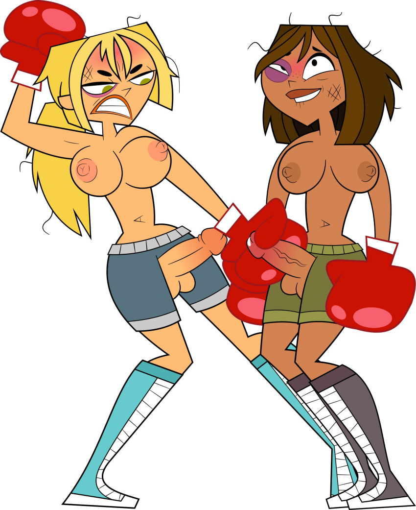 2futas accurate_art_style balls balls_out big_breasts big_thighs biting_lip blonde_hair boxer_briefs boxers boxing boxing_gloves boxing_shoes breasts bridgette_(tdi) brown_hair bruised_eye cartoon_network courtney_(tdi) curvy cyan_shoes dark-skinned_futanari dark_skin duo erection fight freckles fresh_tv futa_on_futa futa_only futanari gloves grey_shoes half-closed_eyes human human_only lips looking_at_penis messy_hair navy_green_shorts nipples nude official_style penis penis_cutout penis_grab penis_out penis_out_of_shorts pennsatucky ponytail red_boxing_gloves red_gloves sex_fight shoes shorts shoulder_length_hair tan-skinned_futanari tan_skin teletoon thick thick_hips thick_thighs thighs tied_hair topless topless_boxing topless_futanari total_drama_island white_background wide_hips