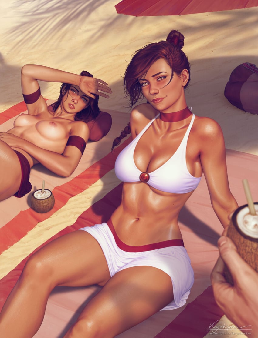 2022 2girls abs alcohol areolae arm_support artist_signature asian_female athletic_female auburn_hair avatar_the_last_airbender barely_visible_genitalia beach beach_bag beach_towel big_breasts blue_eyes bob_cut braided_ponytail breasts breasts_apart brown_hair casual_nudity cocktail coconut coconut_drink completely_nude confident drinking_straw earth_kingdom edit feet_out_of_frame female_only fire_nation fit fit_female friends grey_eyes head_on_pillow head_tilt holding_object innie_pussy krysdecker krystopher_decker light-skinned_female lipstick long_hair looking_at_viewer lying lying_down lying_on_back medium_breasts medium_length_hair messy_hair multiple_girls naked nipples nonsexual_nudity nude nude_female nudist_beach outdoor_nudity pale-skinned_male patreon_username perky_breasts pina_colada ponytail pov pussy realistic relaxing sensual shading_eyes shaved_pussy shoulder_length_hair sitting smile smiling_at_viewer suki summer sun sunbathing sunny sweat swimsuit tan_edit tanned_female tanned_skin thick_thighs toned_female topknot topless towel ty_lee umbrella