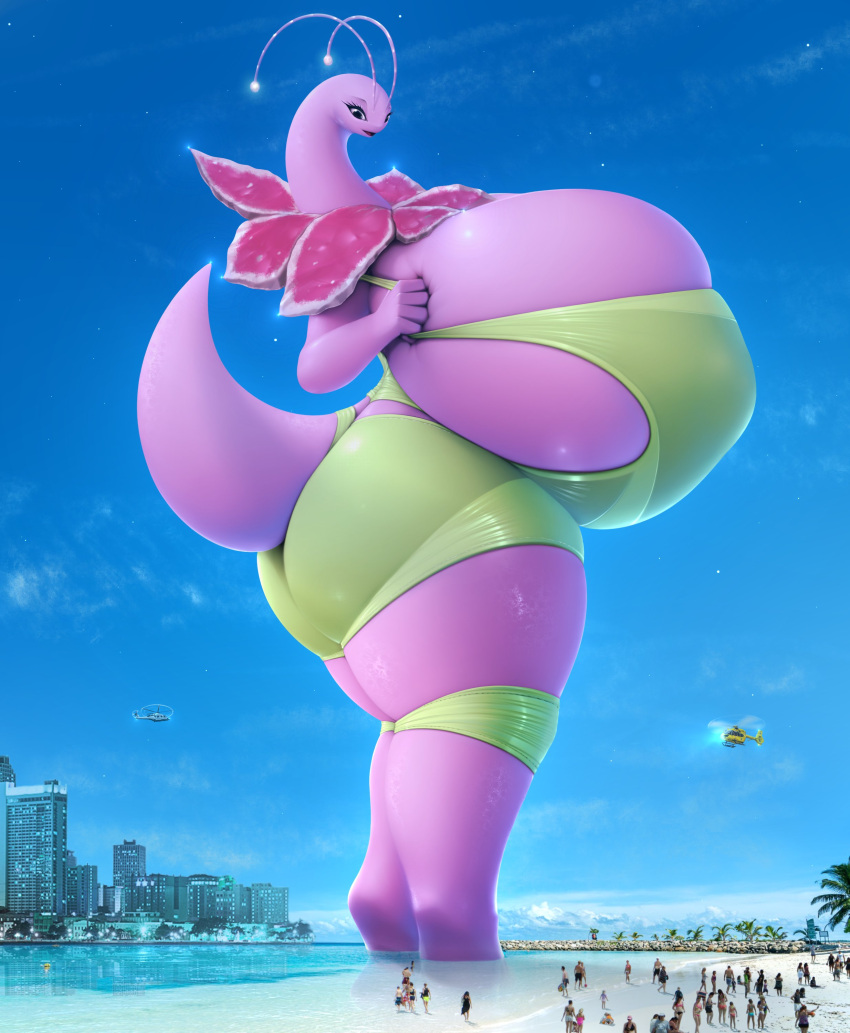 anthro big_ass big_breasts breasts drakonst female huge_breasts macro meganium pokémon_(species) pokemon pokemon_(species) tagme
