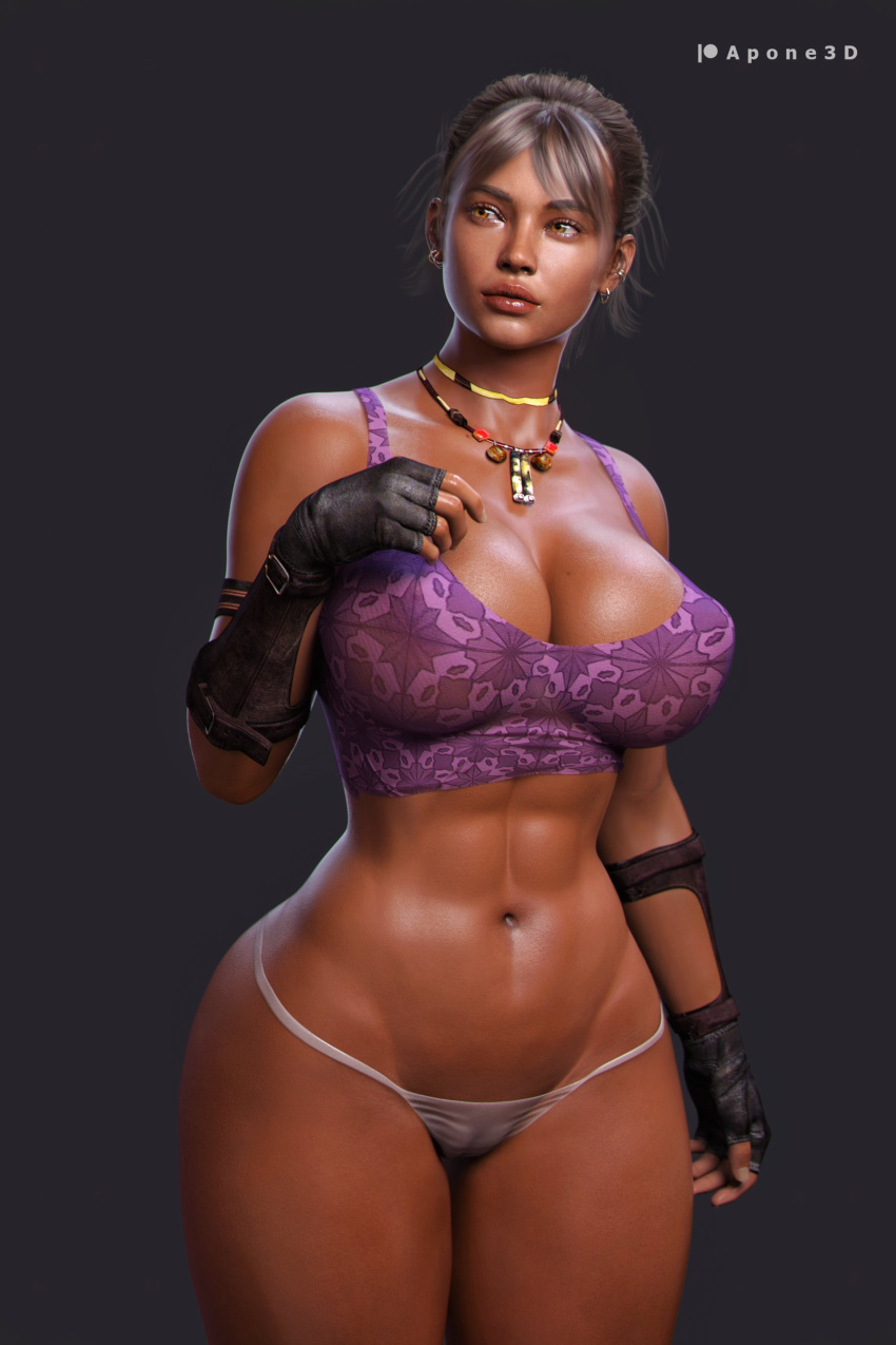 1girls 3d 3d_(artwork) african african_female apone3d breasts cameltoe crop_top dark-skinned_female dark_skin female female_only g-string large_breasts midriff midriff_baring_shirt panties pussy_visible_through_panties pussy_visible_through_thong resident_evil resident_evil_5 sheva_alomar solo tank_top thighs thong thong_panties thong_underwear underwear white_g-string white_panties white_thong white_underwear wide_hips